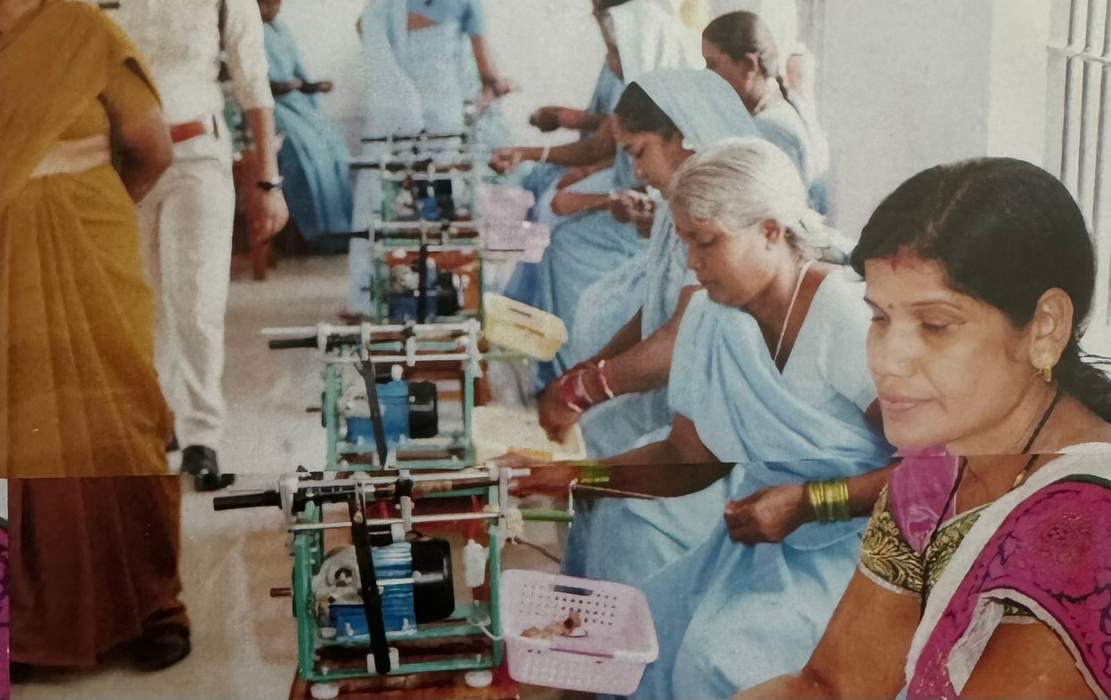 Women at Central Jail, Bilaspur, engaged in Tasar spinning